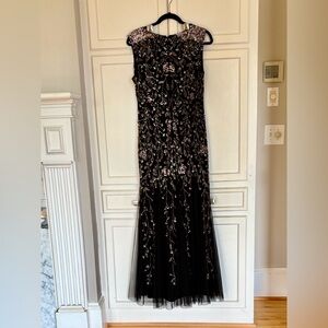 Adrianna Papell Sequined Black Formal Gown size 12P